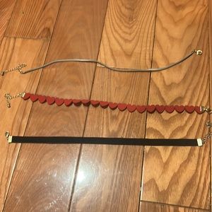 Three set of felt chokers, black grey and heart